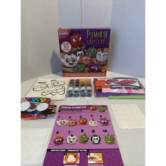 NEW Opened Box, Klever kits Halloween 10 Pumpkin Decorating Crafts Kit! - Picture 1 of 4
